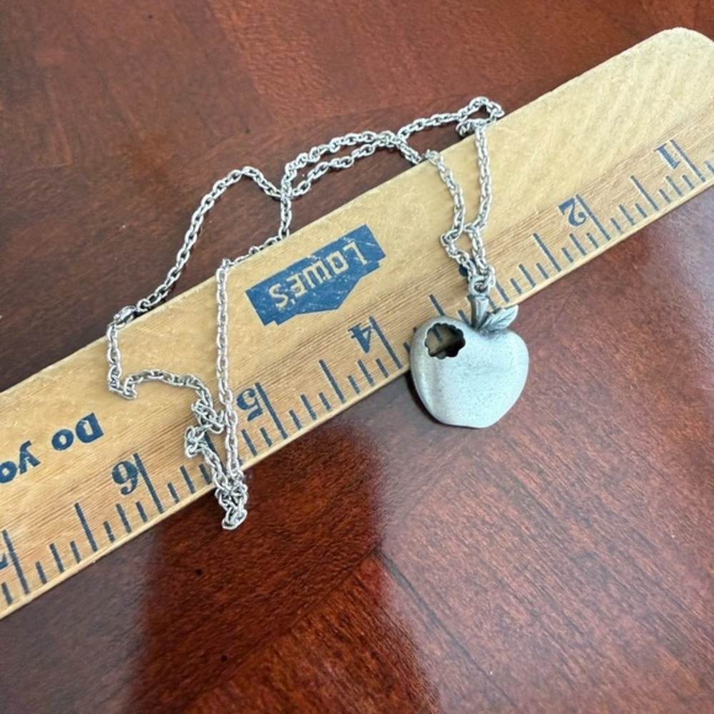Silver Tone Apple Necklace